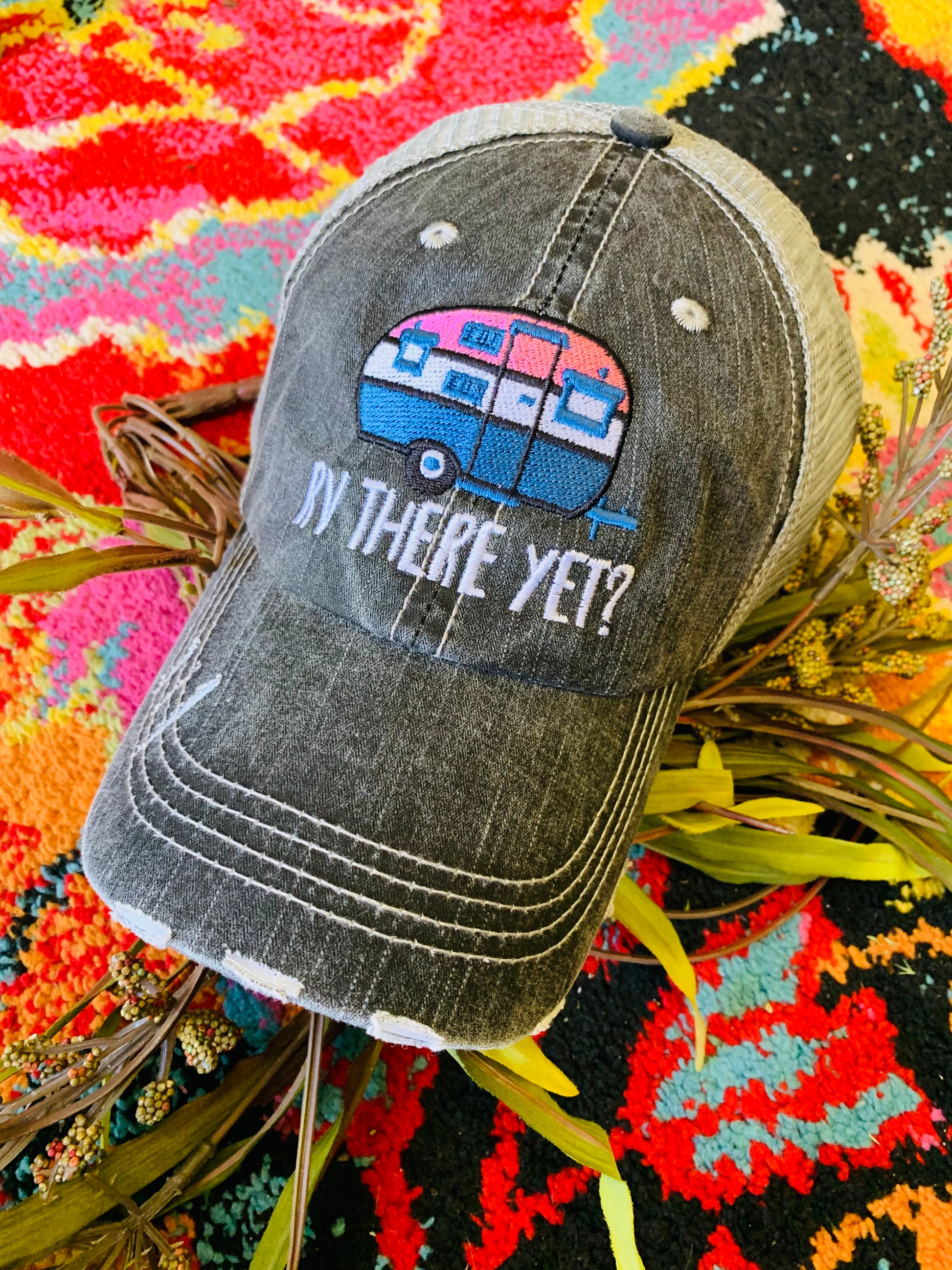 Camping hats Glamping hair dont care Happy camper Camping hair Embroidered Unisex caps - Stacy's Pink Martini Boutique