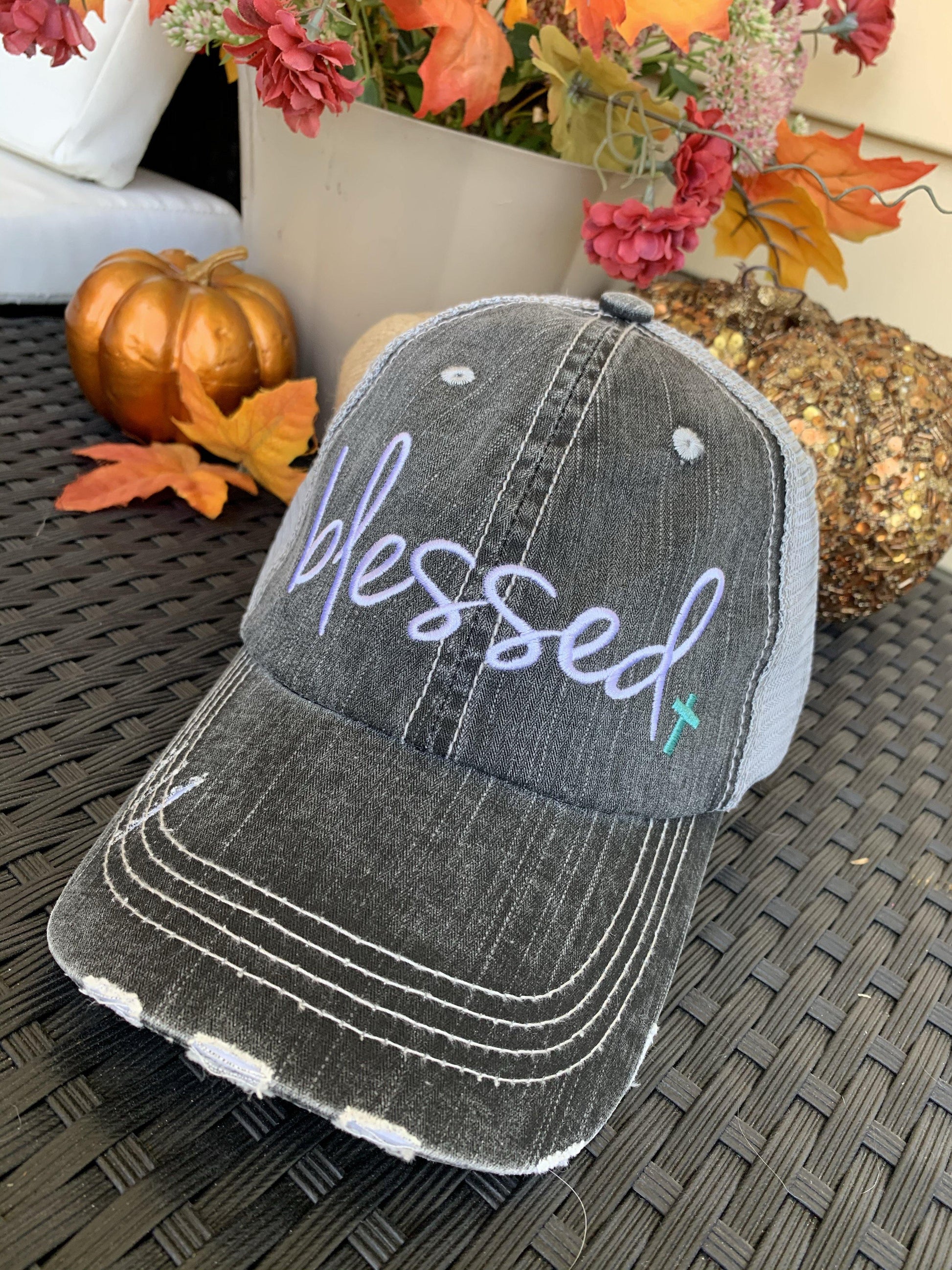 Basketball hats! Basketball mom | Customize | Embroidered distressed gray women’s trucker caps • Add names, number, BLING! - Stacy's Pink Martini Boutique