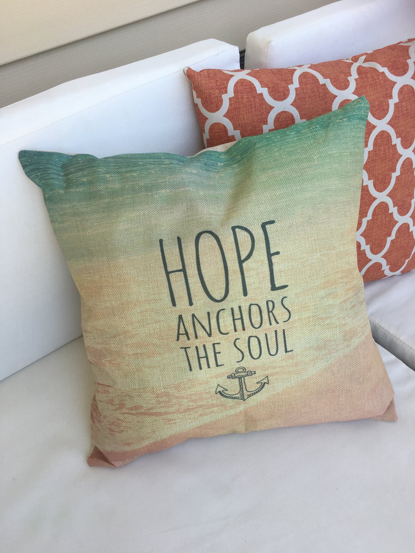 Pillow cases and pillows Hope anchors the soul Home is where the anchor drops Sleeping with sirens 17 x 17 burlap zipper closure pillow covers - Stacy's Pink Martini Boutique