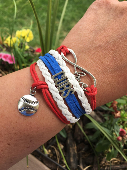 Chicago Cubs baseball | Bracelet | Embroidered trucker hat - Stacy's Pink Martini Boutique