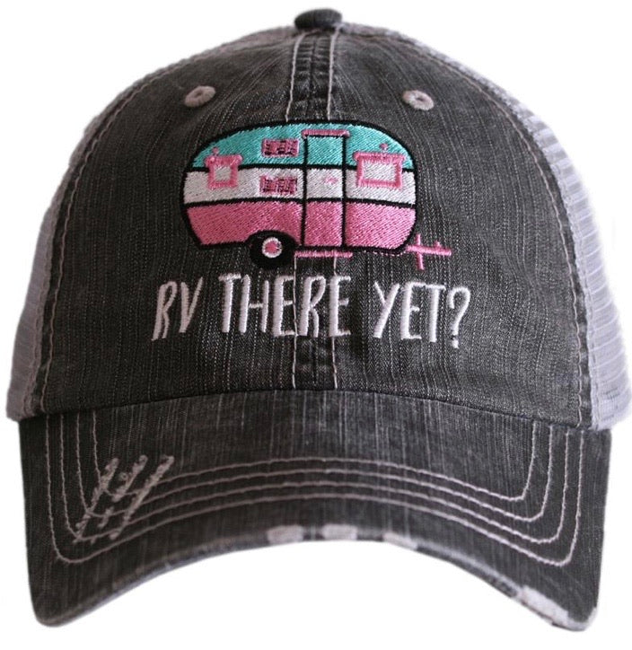 Hats or tanks { I'M A HAPPY CAMPER } { Camping hair don’t care } { Camping life } { Glamping hair don’t care } Embroidered distressed gray unisex trucker caps. Adjustable Velcro and hole for pony. RV there yet? - Stacy's Pink Martini Boutique