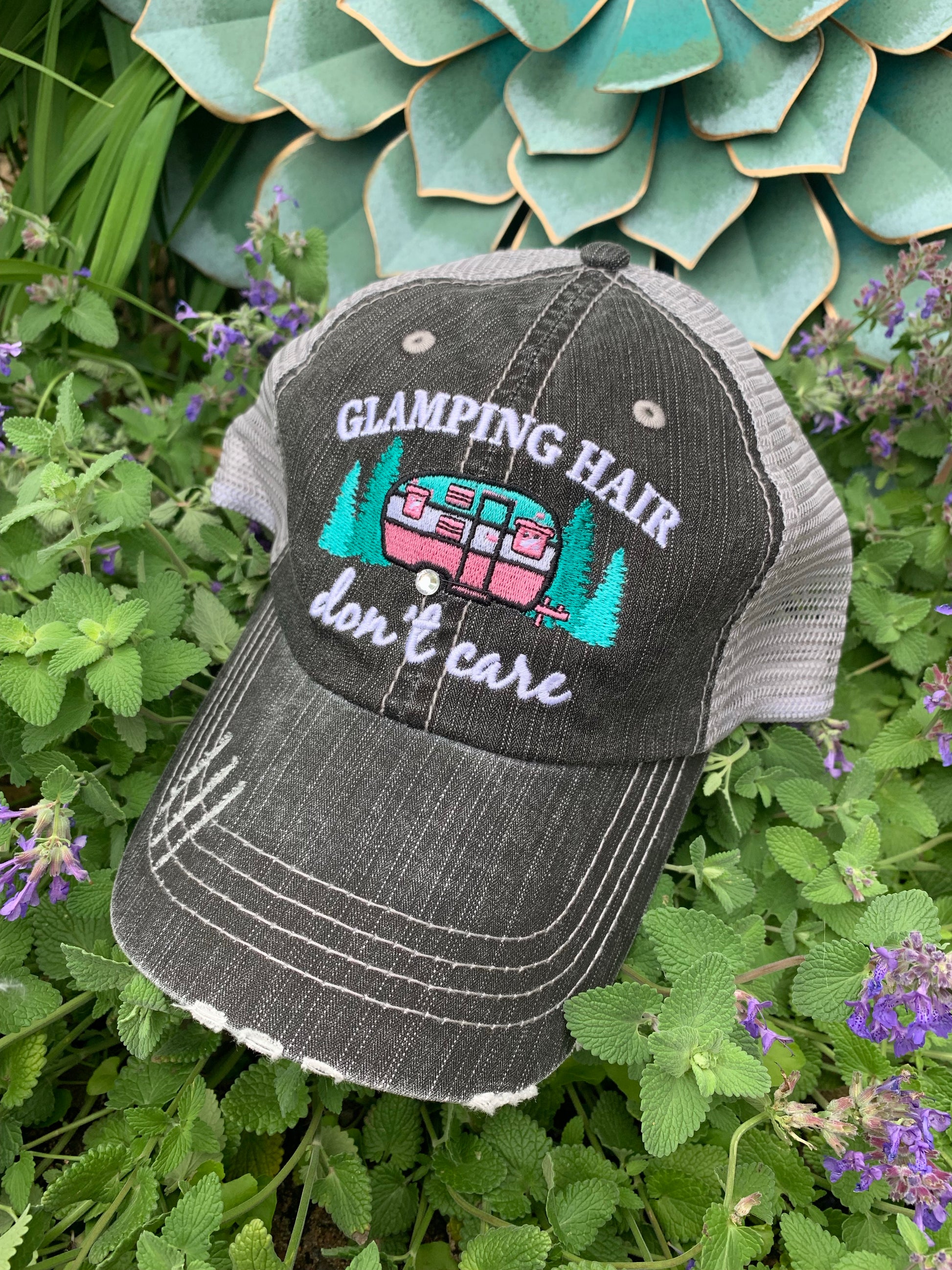 Soccer hats | Soccer mom | Womens embroidered distressed trucker caps | Personalize - Stacy's Pink Martini Boutique