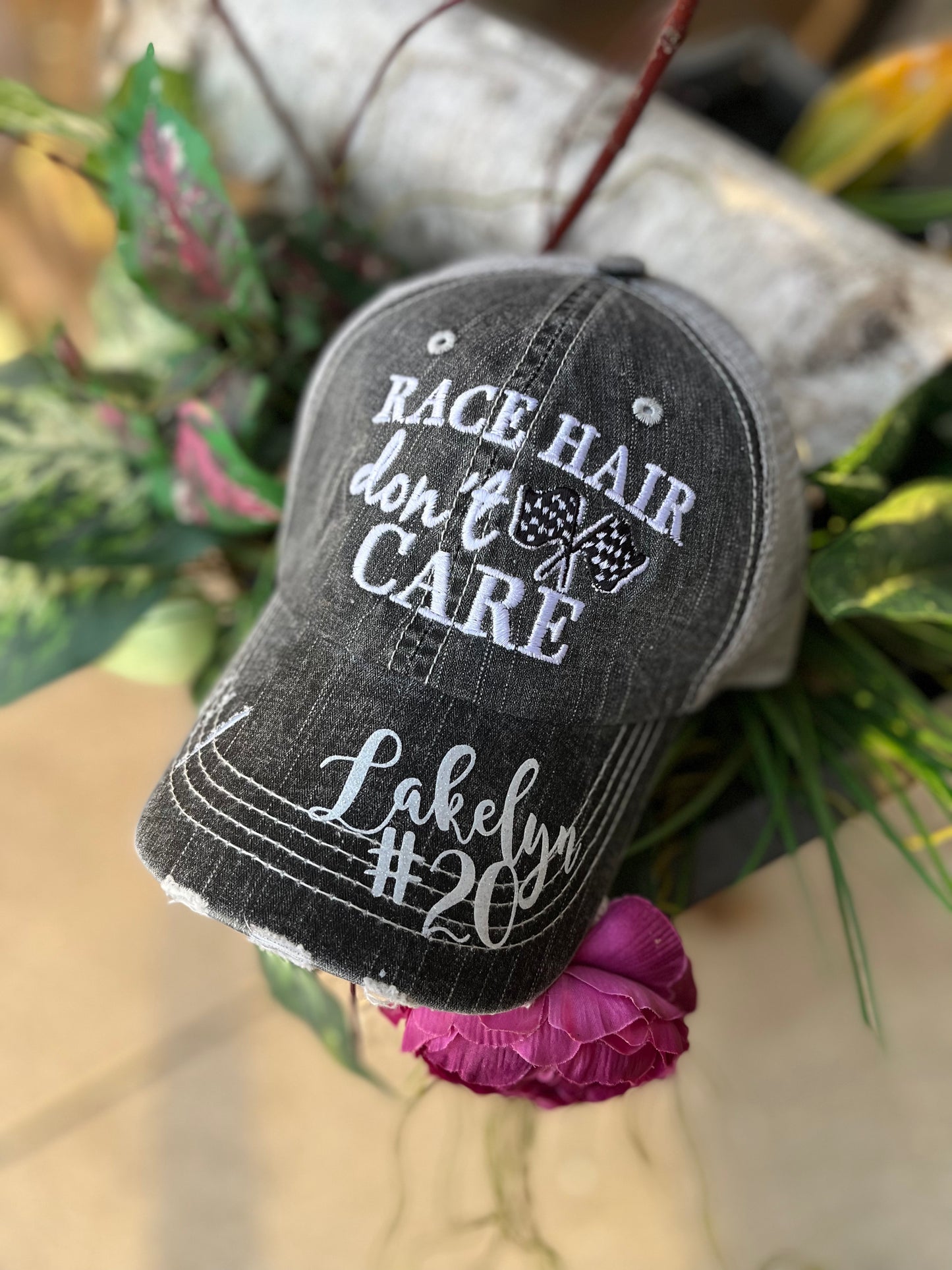 Personalized Racing hats Weekends are for racing Race hair dont care Raceday is the best day - Stacy's Pink Martini Boutique