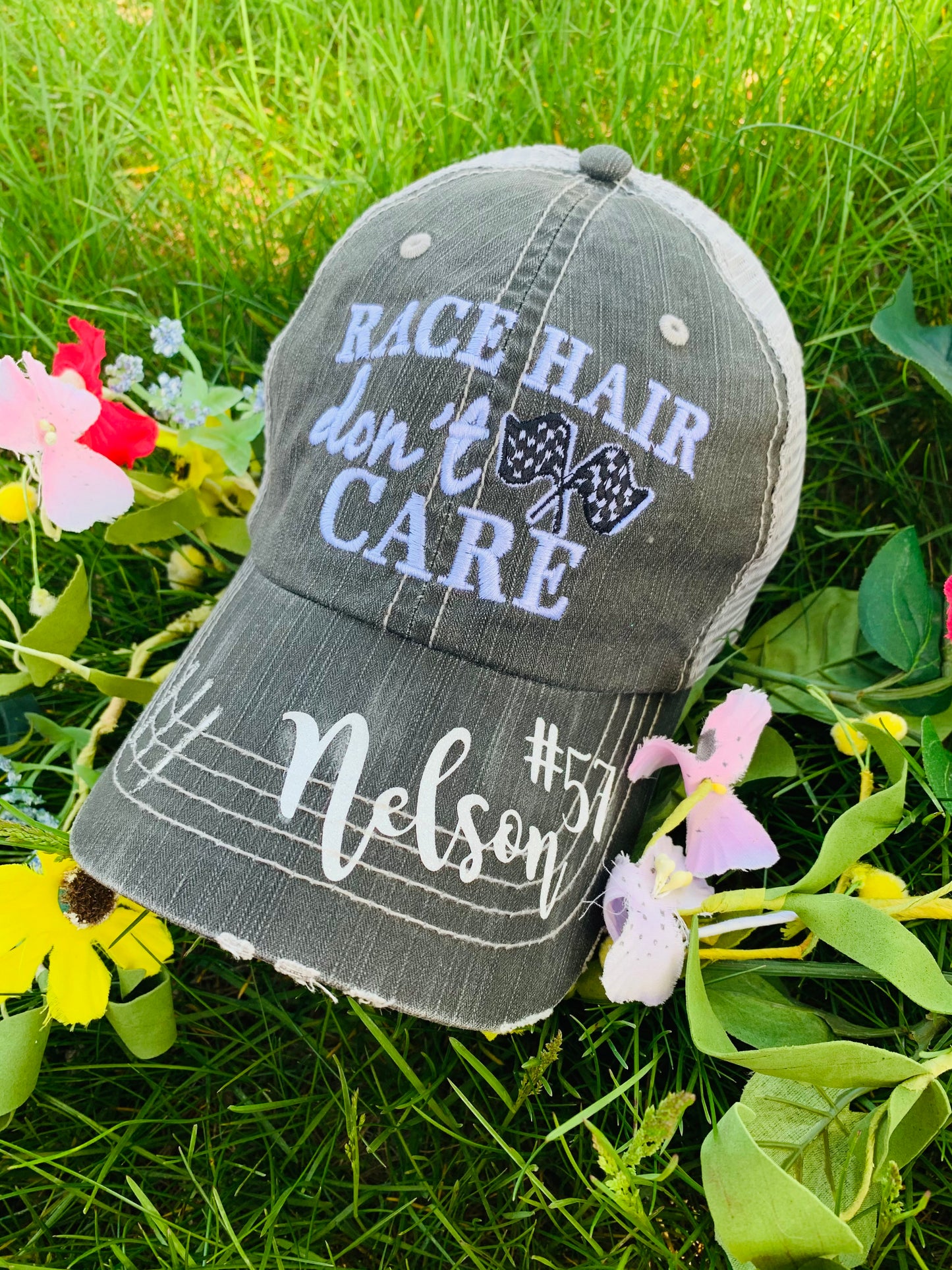 Personalized Racing hats Weekends are for racing Race hair dont care Raceday is the best day - Stacy's Pink Martini Boutique