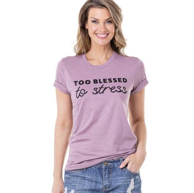 Blessed T-shirts Blessed hot mess Too blessed to stress - Stacy's Pink Martini Boutique