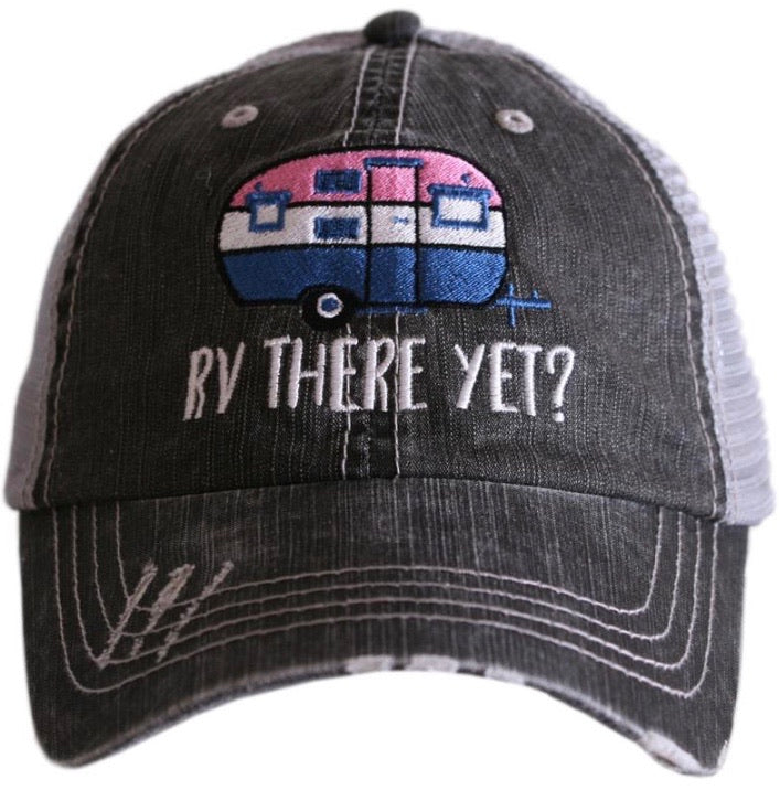 Hats or tanks { I'M A HAPPY CAMPER } { Camping hair don’t care } { Camping life } { Glamping hair don’t care } Embroidered distressed gray unisex trucker caps. Adjustable Velcro and hole for pony. RV there yet? - Stacy's Pink Martini Boutique