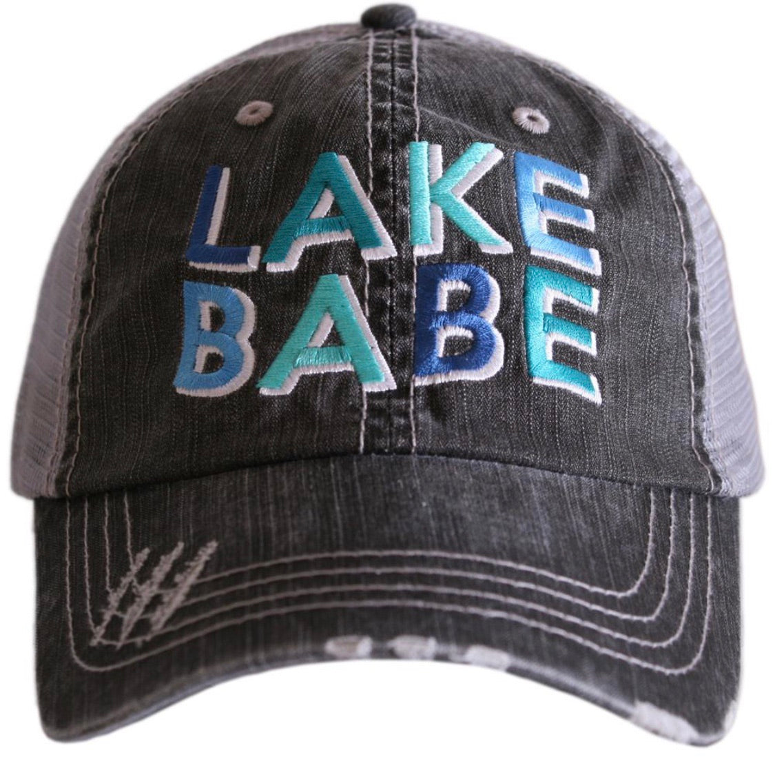 Lake hats! Lake hair dont care | Gray trucker cap-teal, pink, purple anchor | Unisex-Womens-Men-Kids - Stacy's Pink Martini Boutique