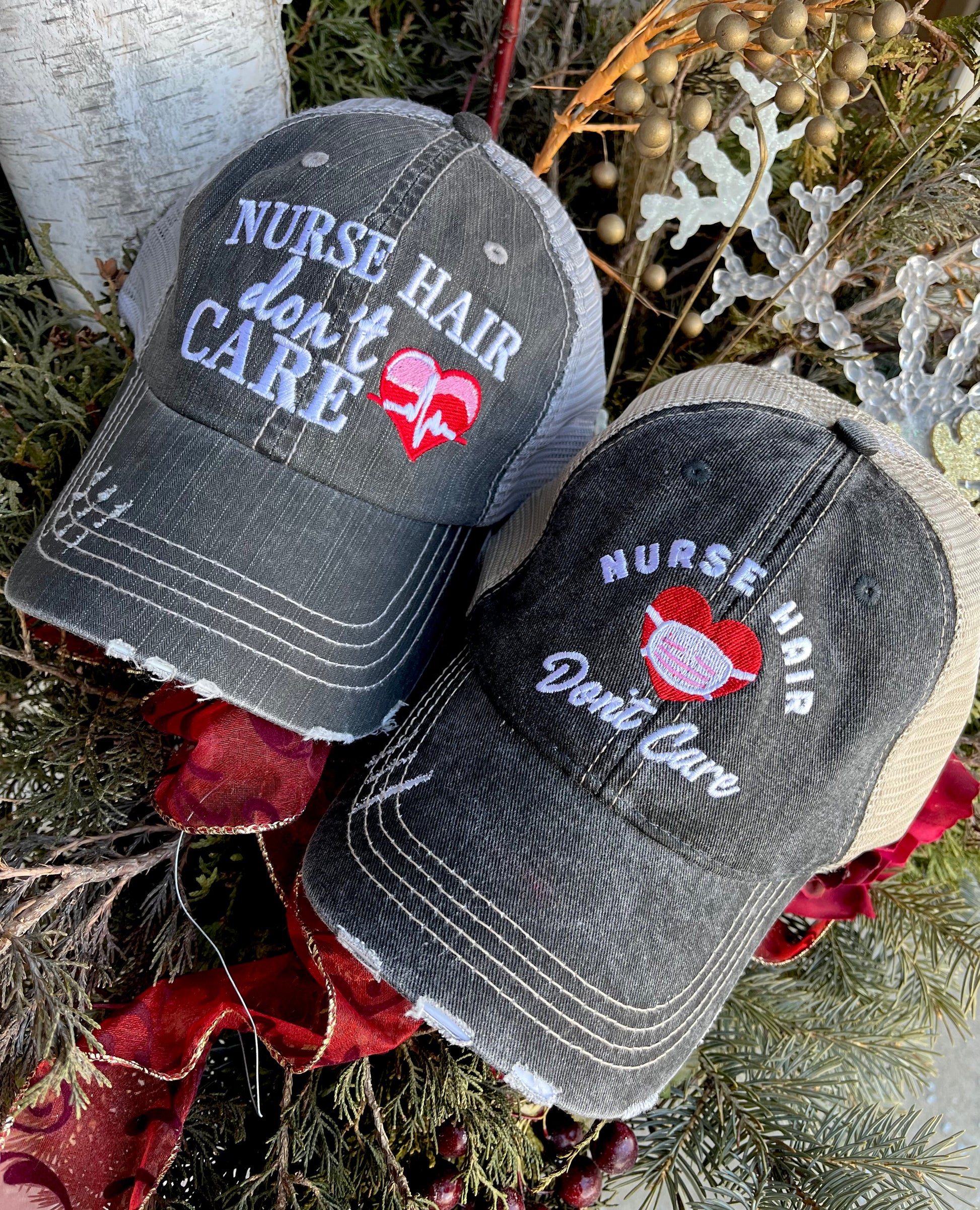 Nursing hats and jewelry NURSE hair dont care 2 styles Mask - Stacy's Pink Martini Boutique