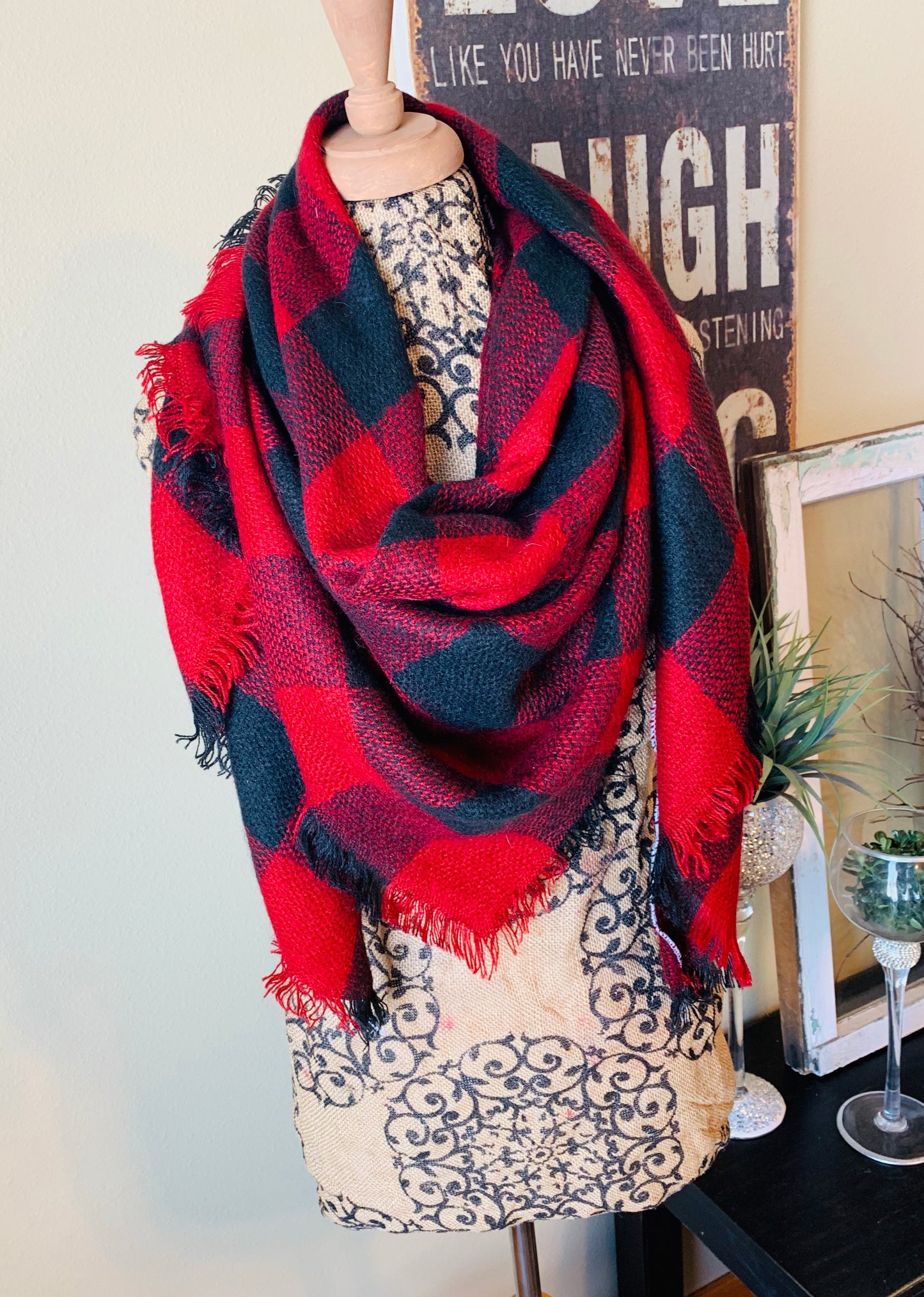 { Blanket scarf } Triangle shape. Not as large as the huge blanket scarves. - Stacy's Pink Martini Boutique