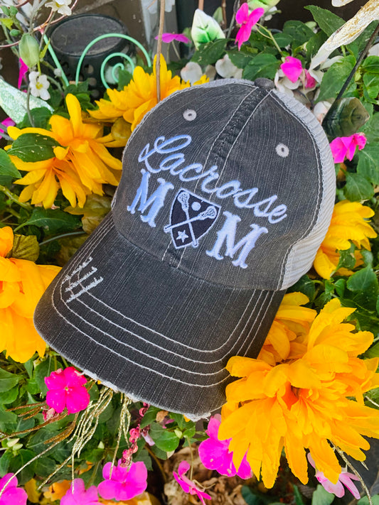 Lacrosse hats Lacrosse mom Lacrosse hair dont care Embroidered womens trucker caps - Stacy's Pink Martini Boutique