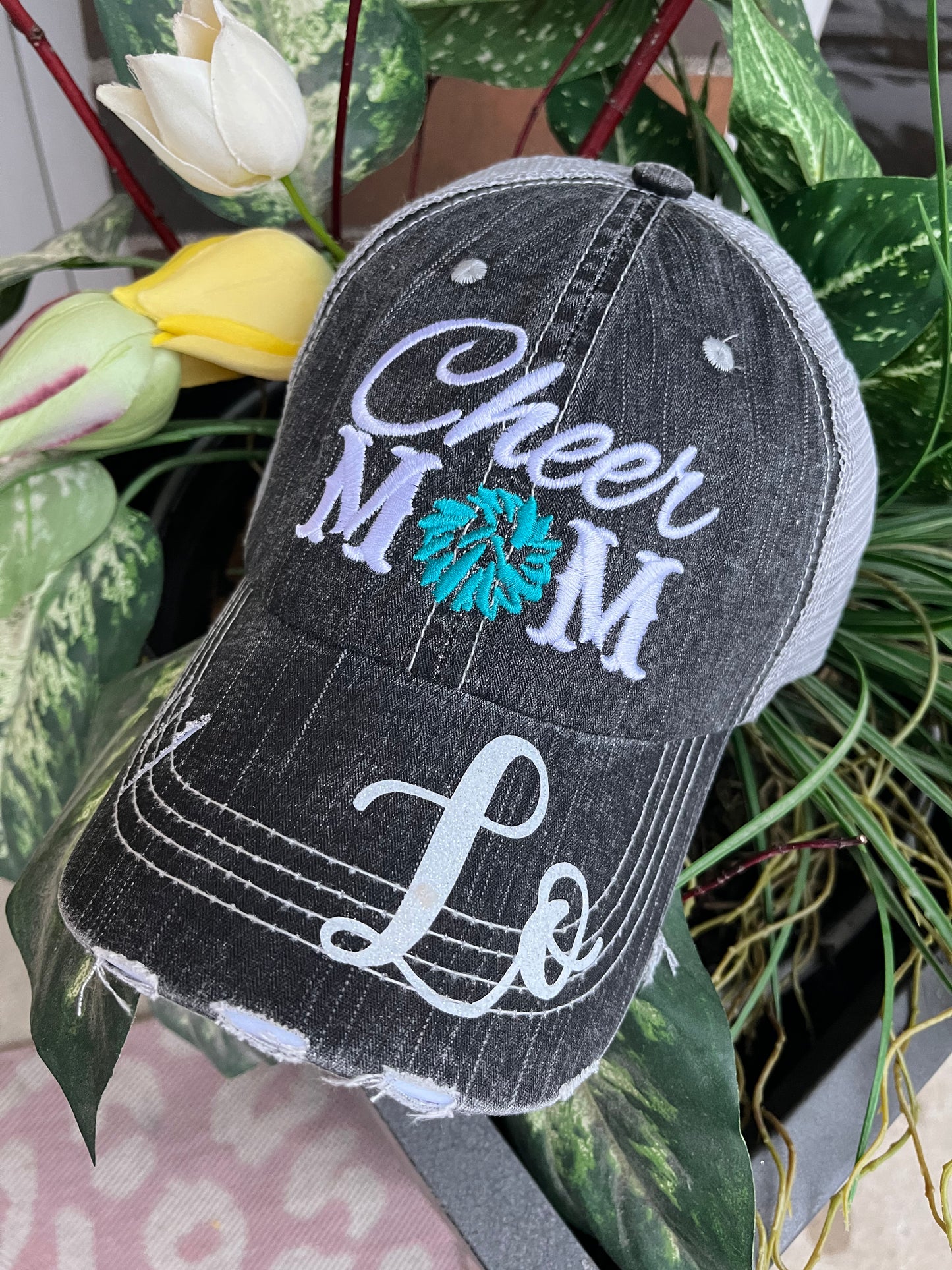 Softball hats Softball mom Softball hair dont care Embroidered gray distressed adjustable trucker caps Personalizable Softball forever - Stacy's Pink Martini Boutique