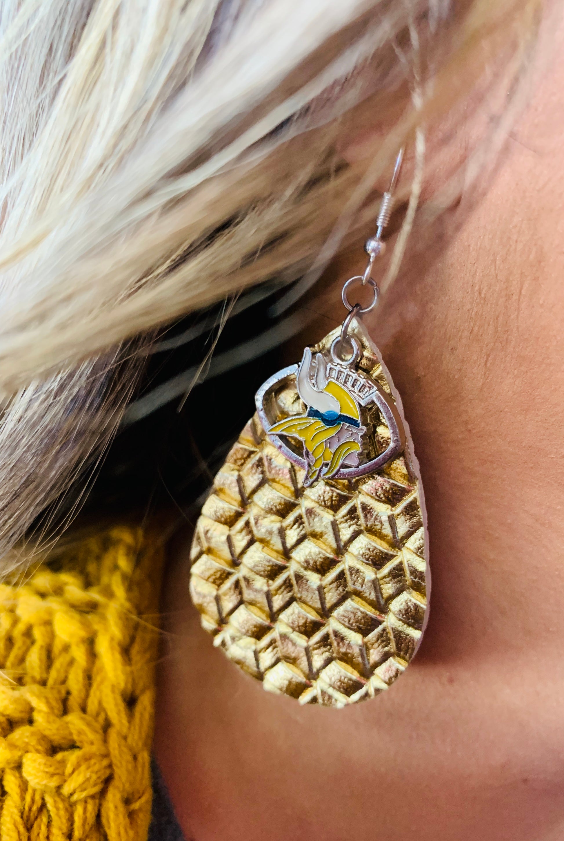 Earrings { Minnesota } Vikings • Skol • Mn • Gold • Purple - Stacy's Pink Martini Boutique