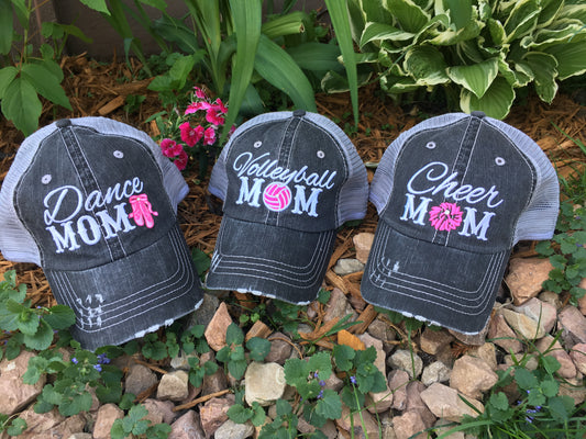 Sports mom hats Embroidered womens trucker caps - Stacy's Pink Martini Boutique