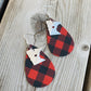 State earrings | Buffalo plaid-Sterling silver charm | Any state | Handmade in Minnesota | Leather teardrops with fish hooks - Stacy's Pink Martini Boutique