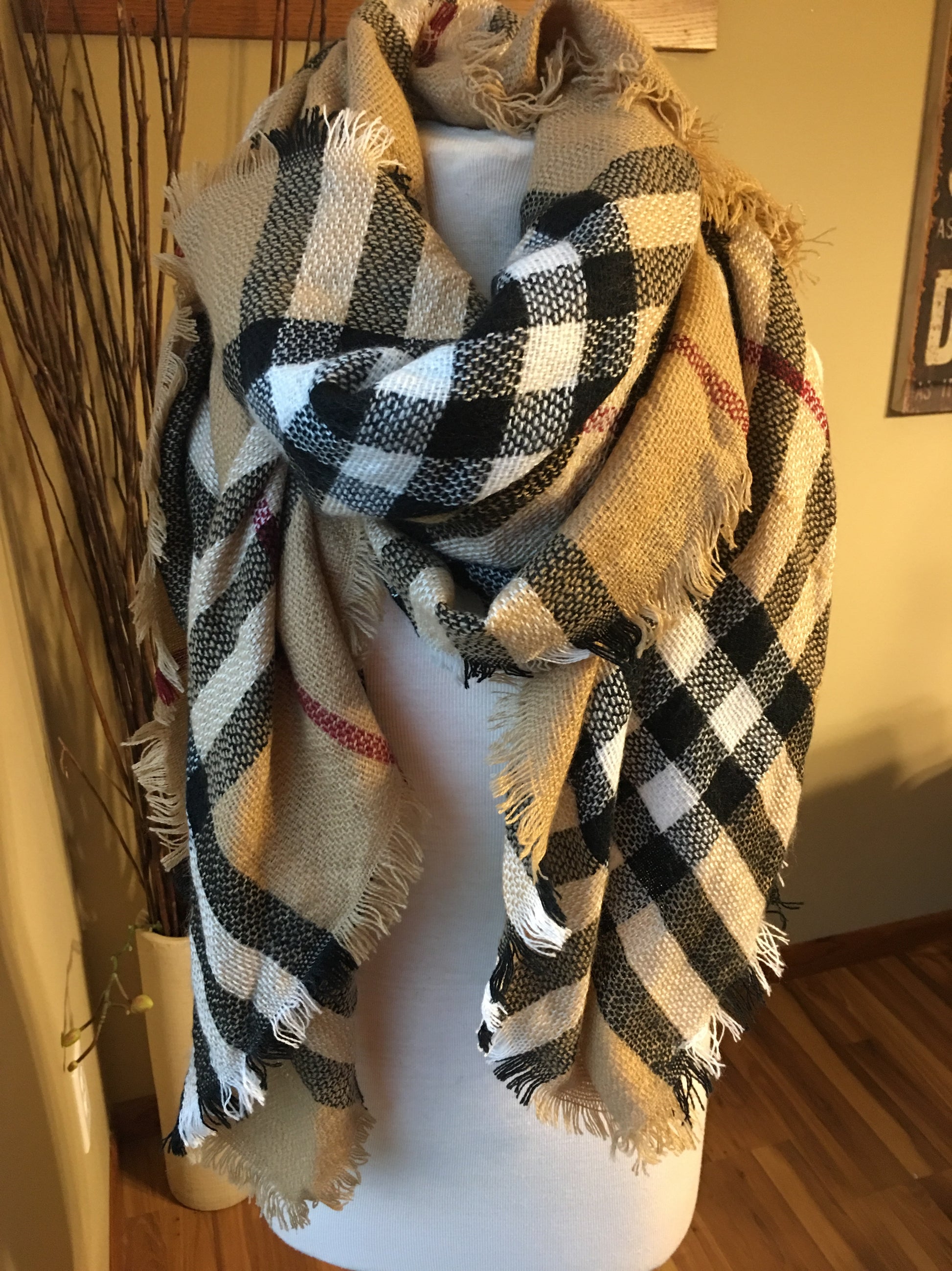 Hats { Pumpkin spice and everything nice } Pumpkin spice and Jesus. Pumpkin spice and chill. 3 sayings in 3 colors. Embroidered distressed trucker cap. Black suede. Black and white herringbone. Blanket Scarf. Plaid. - Stacy's Pink Martini Boutique