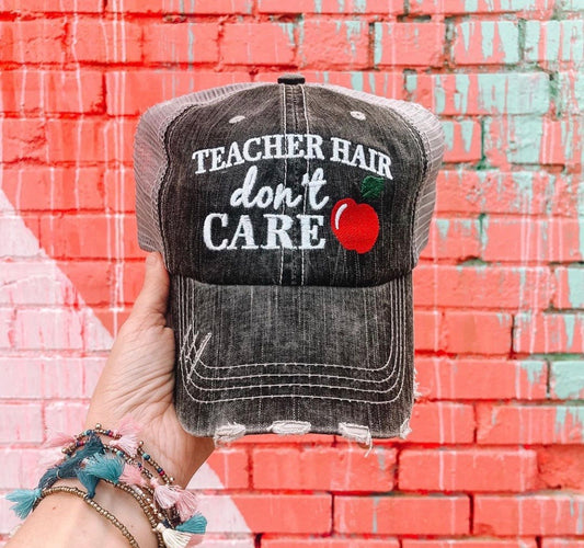 Teacher hats and socks Teacher hair dont care Gray distressed trucker cap  Apple Teach Inspire Socks - Stacy's Pink Martini Boutique