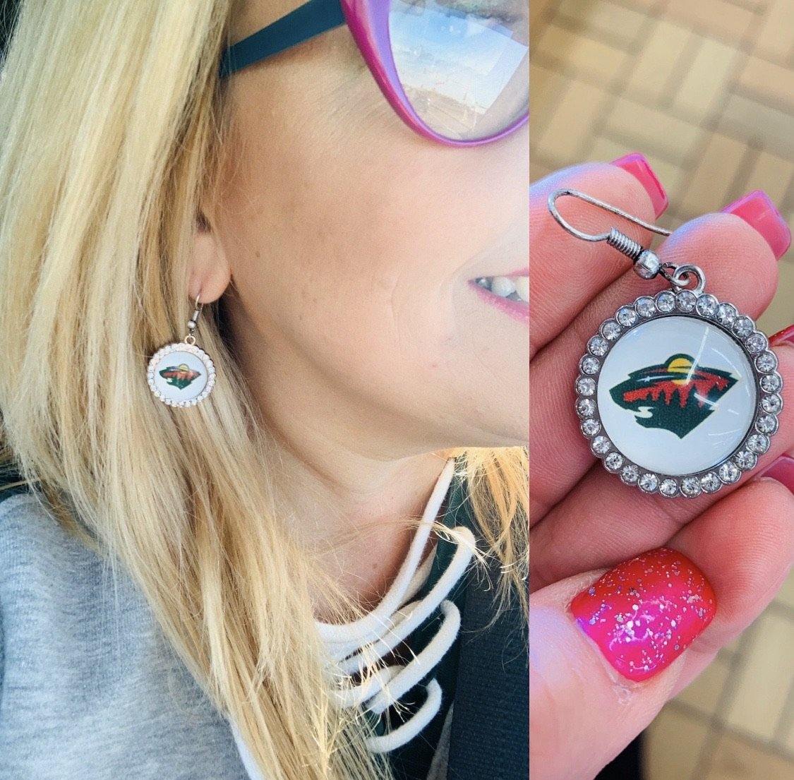 Earrings { Minnesota Wild } Hockey - Stacy's Pink Martini Boutique