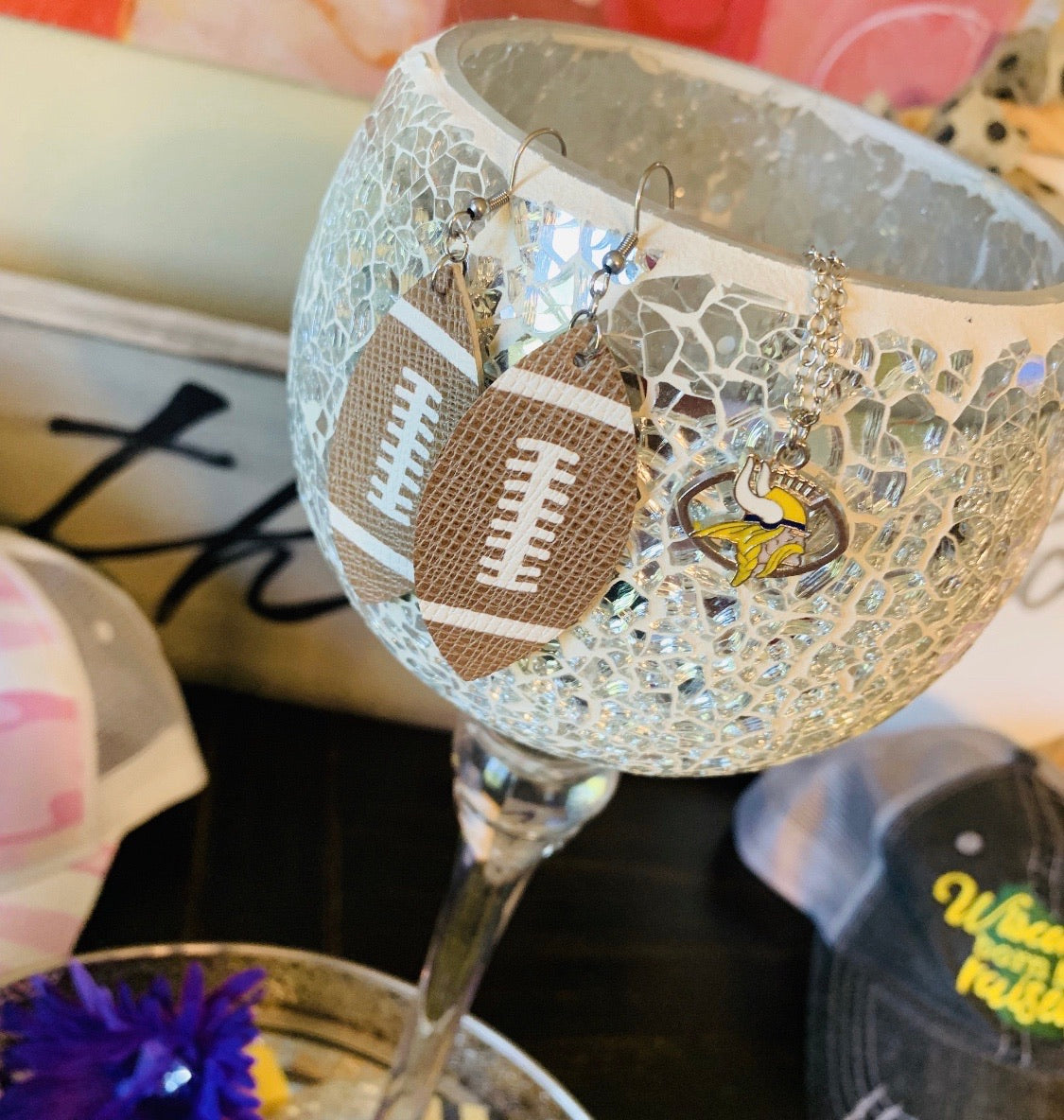 Earrings { Leather } Football. Buffalo plaid. Glitter. Basketball. Baseball. Volleyball. Paisley. Floral. Leopard. Rainbow. Giraffe. $5 jewelry! - Stacy's Pink Martini Boutique