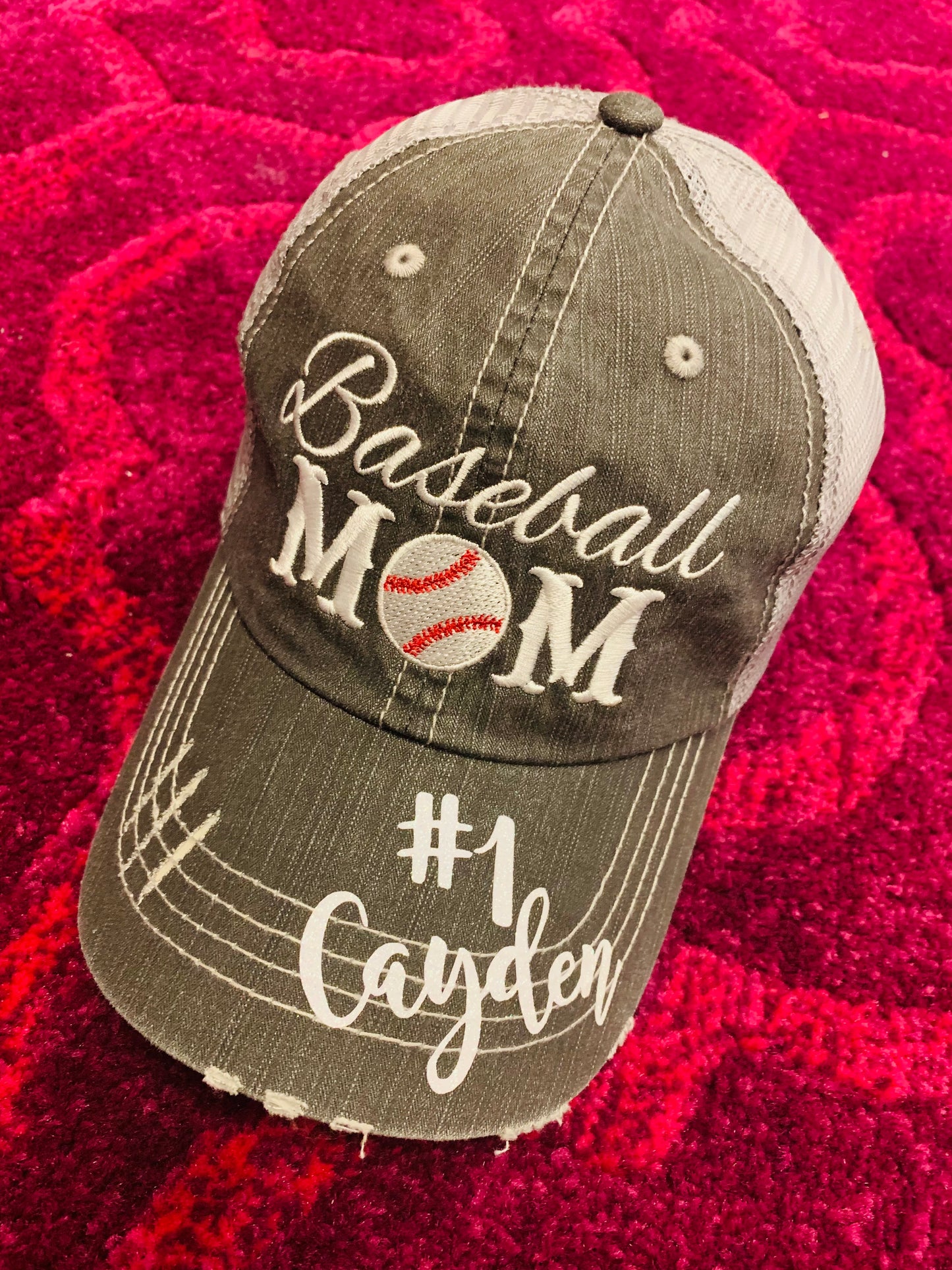 Personalized football hats! FOOTBALL Mom hats Embroidered trucker caps Assorted styles - Stacy's Pink Martini Boutique