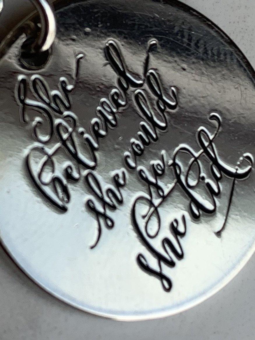 She believed she could so she did || Necklace || Sterling silver laser engraved || Beautiful graduation gift. - Stacy's Pink Martini Boutique