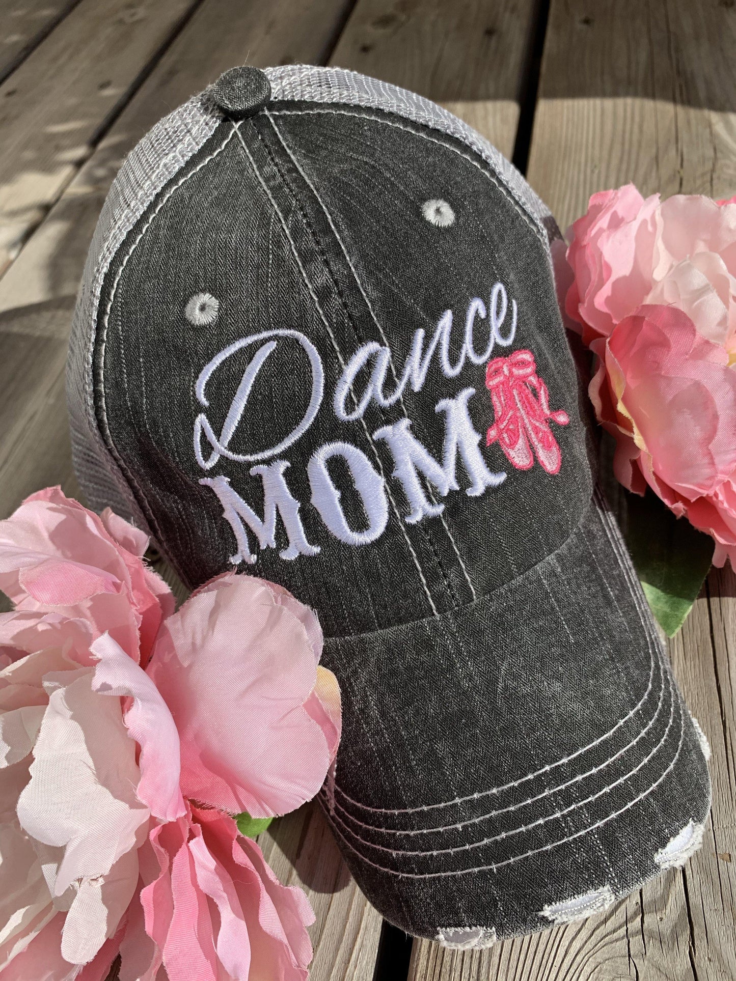 Dance hats and jewelry | Dance mom | Personalize | Embroidered distressed trucker caps - Stacy's Pink Martini Boutique