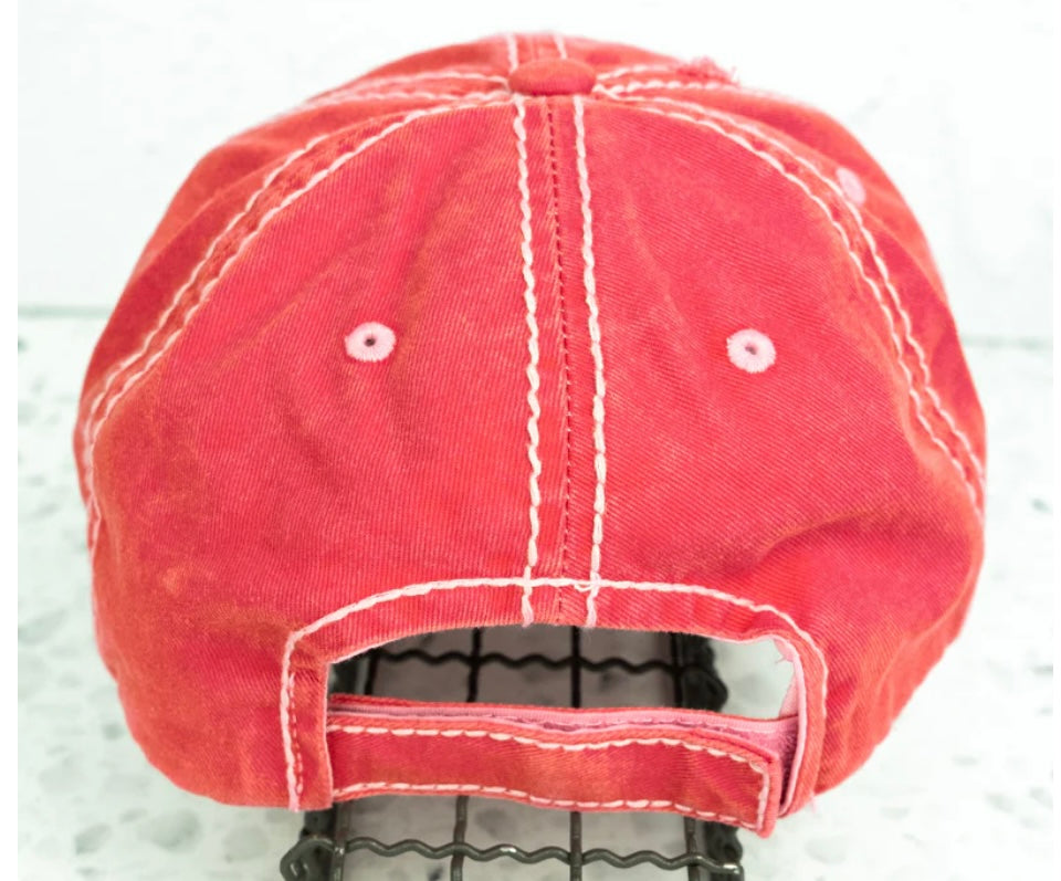 Mom Wife Boss hat Salmon colored embroidered adjustable Womens pink orange cap