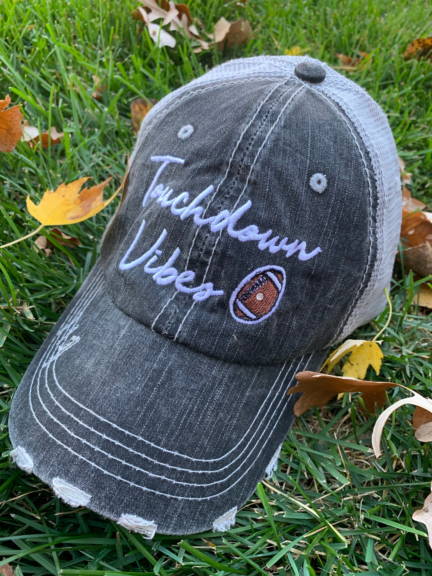 Personalized football hats! FOOTBALL Mom hats Embroidered trucker caps Assorted styles - Stacy's Pink Martini Boutique