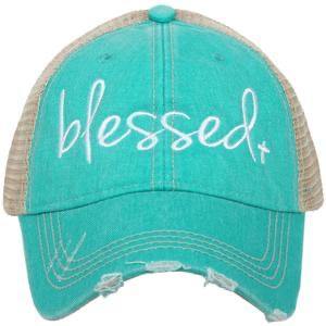 Blessed hats •• Pink, teal or wi ne •• Embroidered trucker cap - Stacy's Pink Martini Boutique