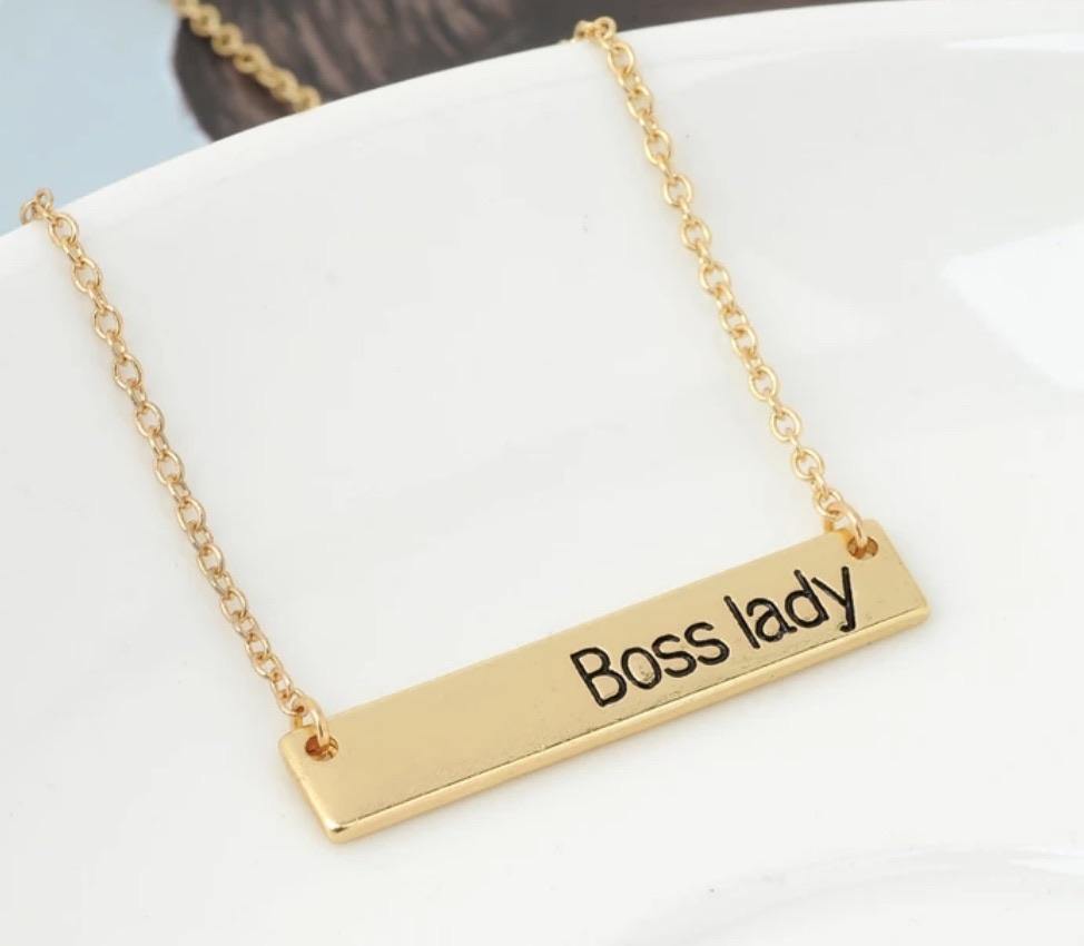 Necklace { Boss lady } Silver or gold • 19 inches - Stacy's Pink Martini Boutique