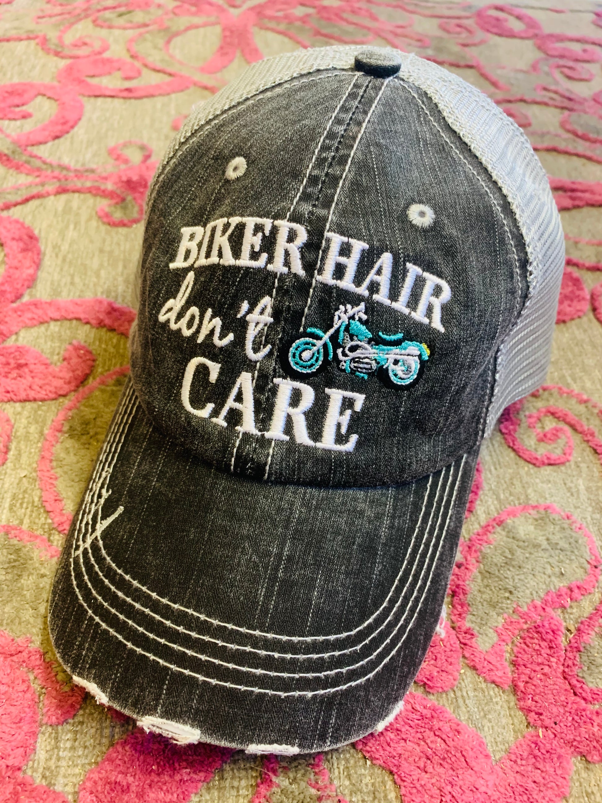 Lacrosse hats Lacrosse mom Lacrosse hair dont care Embroidered womens trucker caps - Stacy's Pink Martini Boutique
