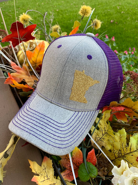 Hats { Minnesota Vikings } purple and gold. Minnesota Gophers. Maroon and gold. Twins. Red and blue. Trucker hats. Adjustable. Any states available. Handmade. - Stacy's Pink Martini Boutique