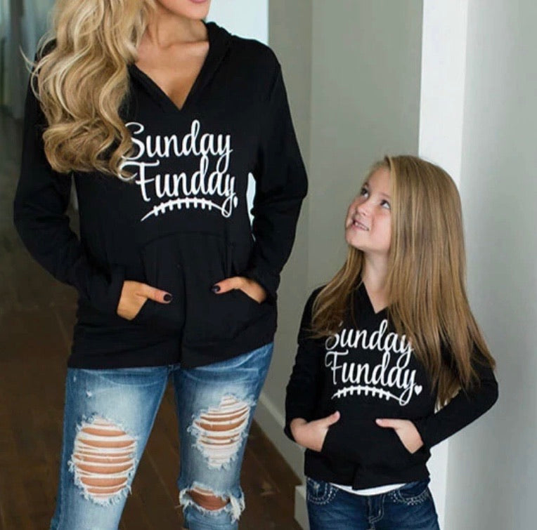 Hoodie with FREE earrings! { Sunday funday } Red or black • Lightweight • Front pocket • Kids and adults • Unisex - Stacy's Pink Martini Boutique