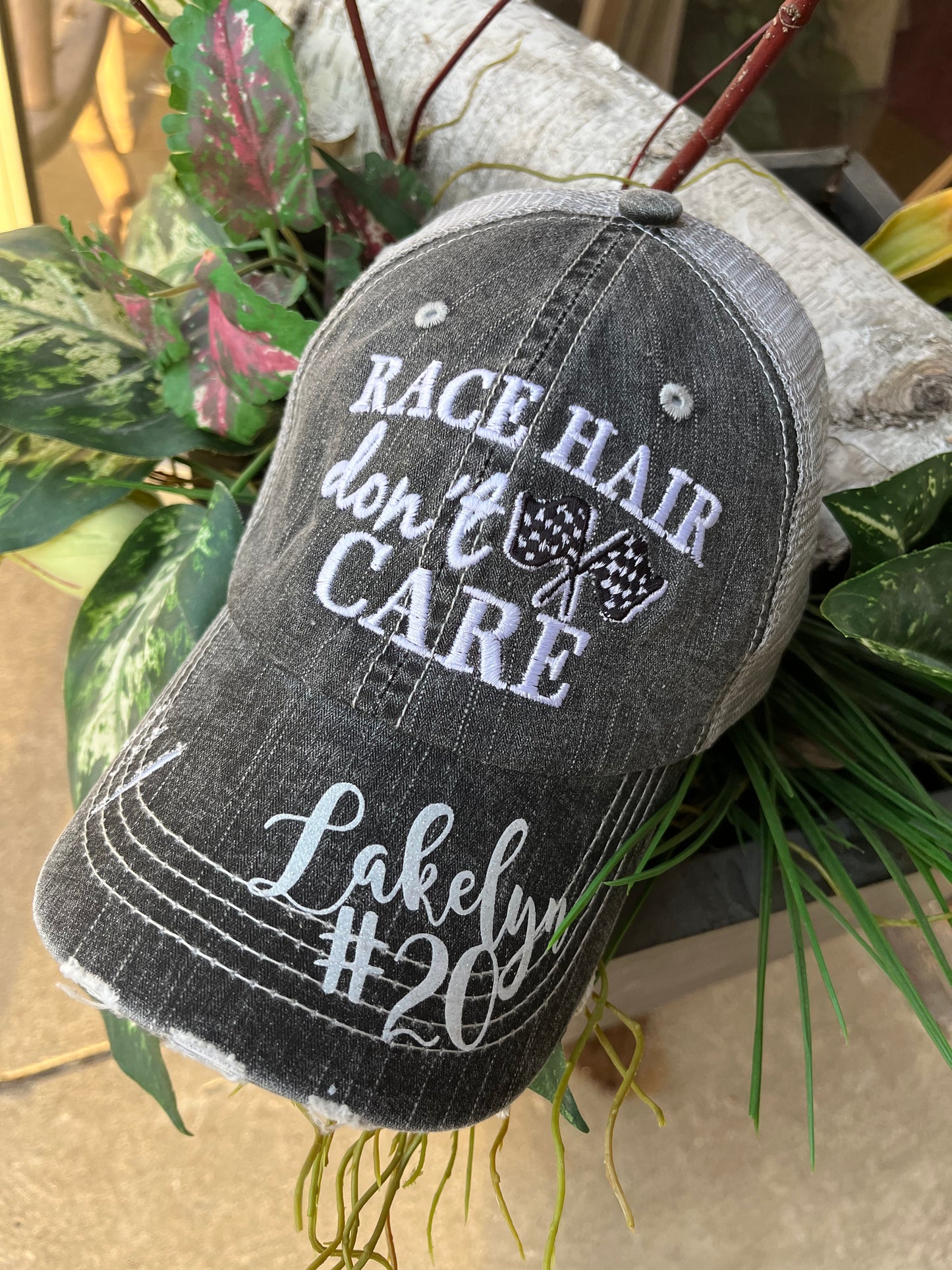 Personalized Racing hats Weekends are for racing Race hair dont care Raceday is the best day - Stacy's Pink Martini Boutique