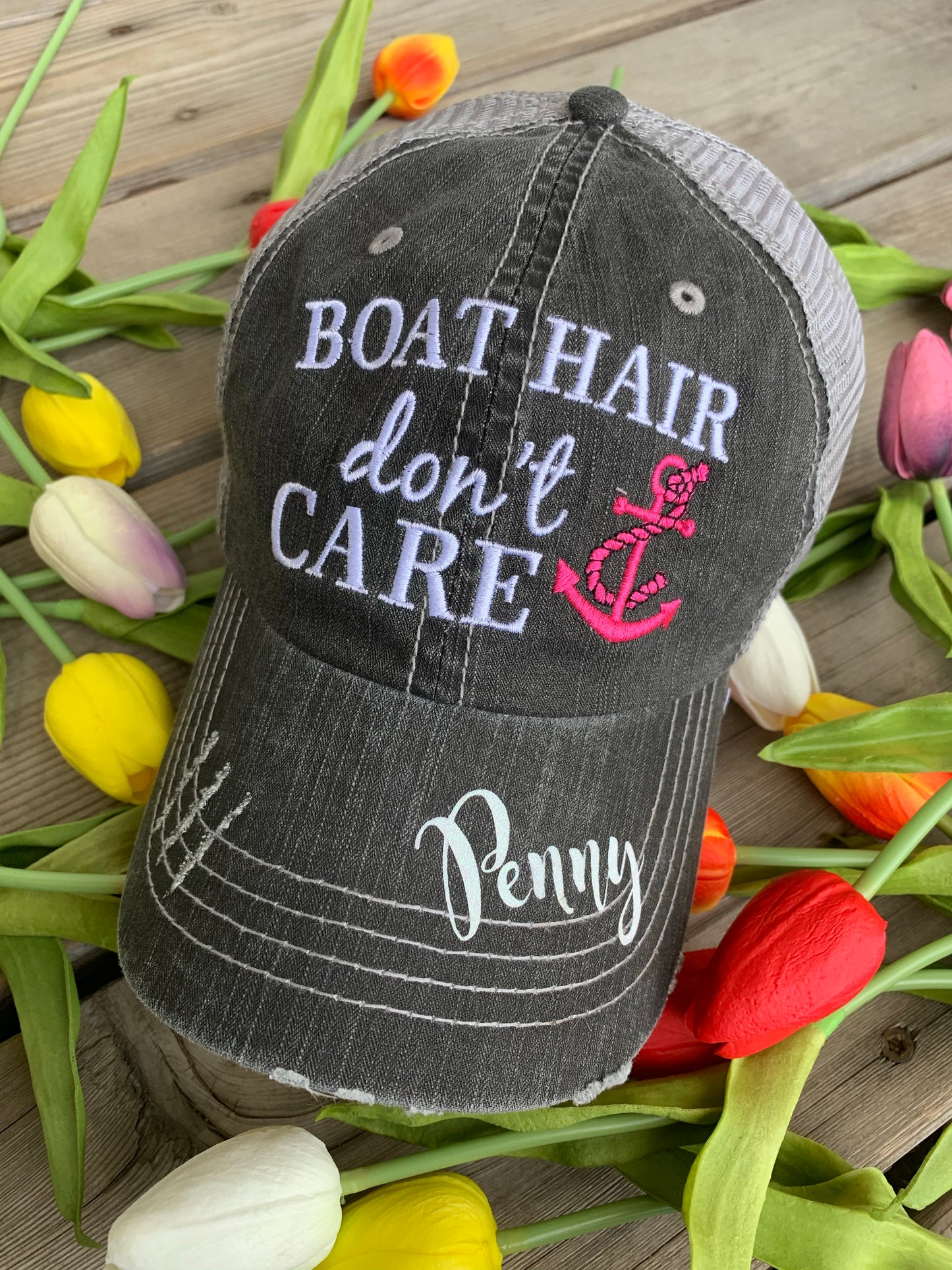 Hats { Lake hair don't care } { Happy Camper } { River hair don't care } { Beach hair don't care } { Tailgate hair don't care } - Stacy's Pink Martini Boutique