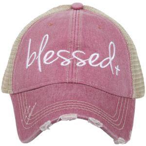 Blessed hats •• Pink, teal or wi ne •• Embroidered trucker cap - Stacy's Pink Martini Boutique