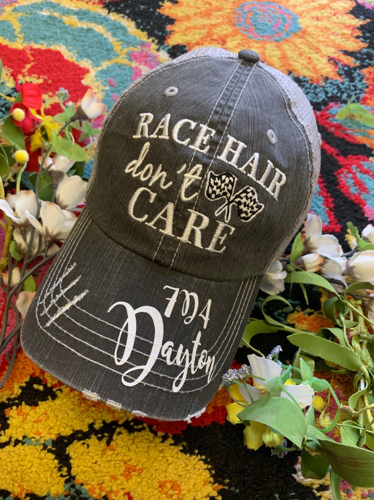Personalized Racing hats Weekends are for racing Race hair dont care Raceday is the best day - Stacy's Pink Martini Boutique