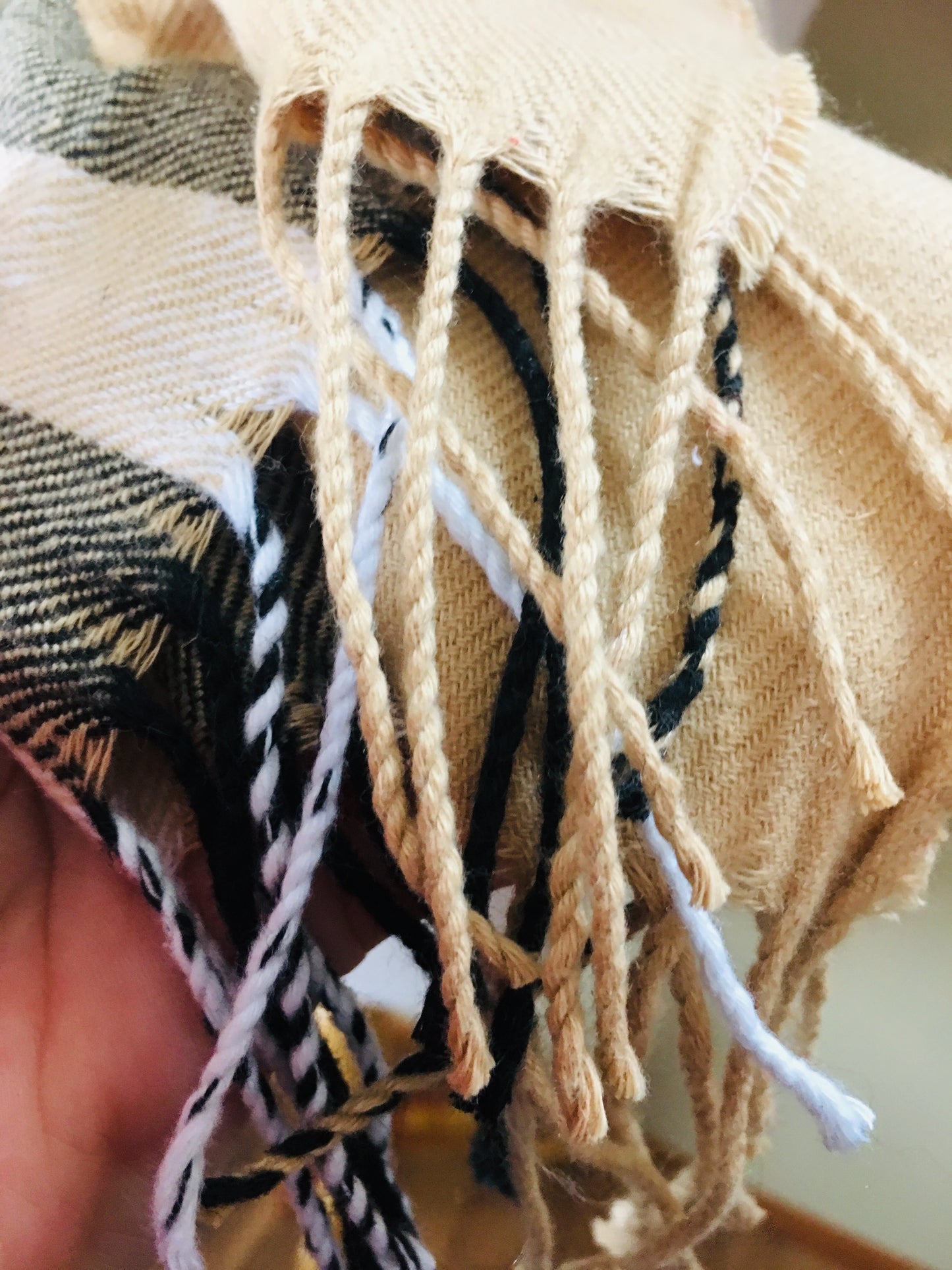 Scarf { Plaid, classic check, camel } Long. Tie end to make infinity. - Stacy's Pink Martini Boutique