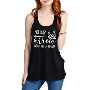 Follow your arrow tank tops •• Coral, teal, black, white, light brown and dark gray •• S - XXL - Stacy's Pink Martini Boutique