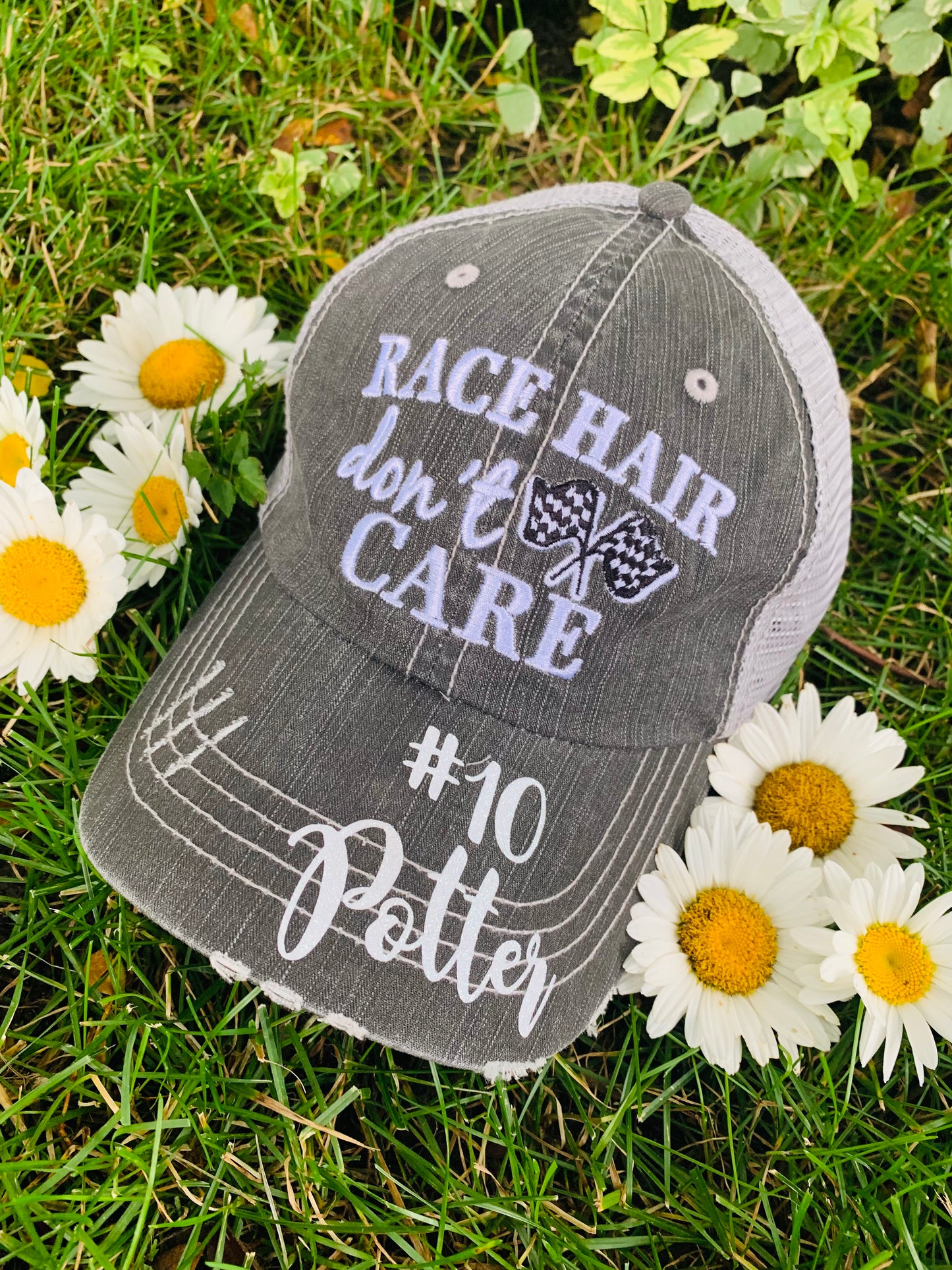 Personalized Racing hats Weekends are for racing Race hair dont care Raceday is the best day - Stacy's Pink Martini Boutique