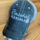 Baseball Grandma • Mimi • Nana • Gigi | Embroidered gray distressed trucker caps | Personalize - Stacy's Pink Martini Boutique