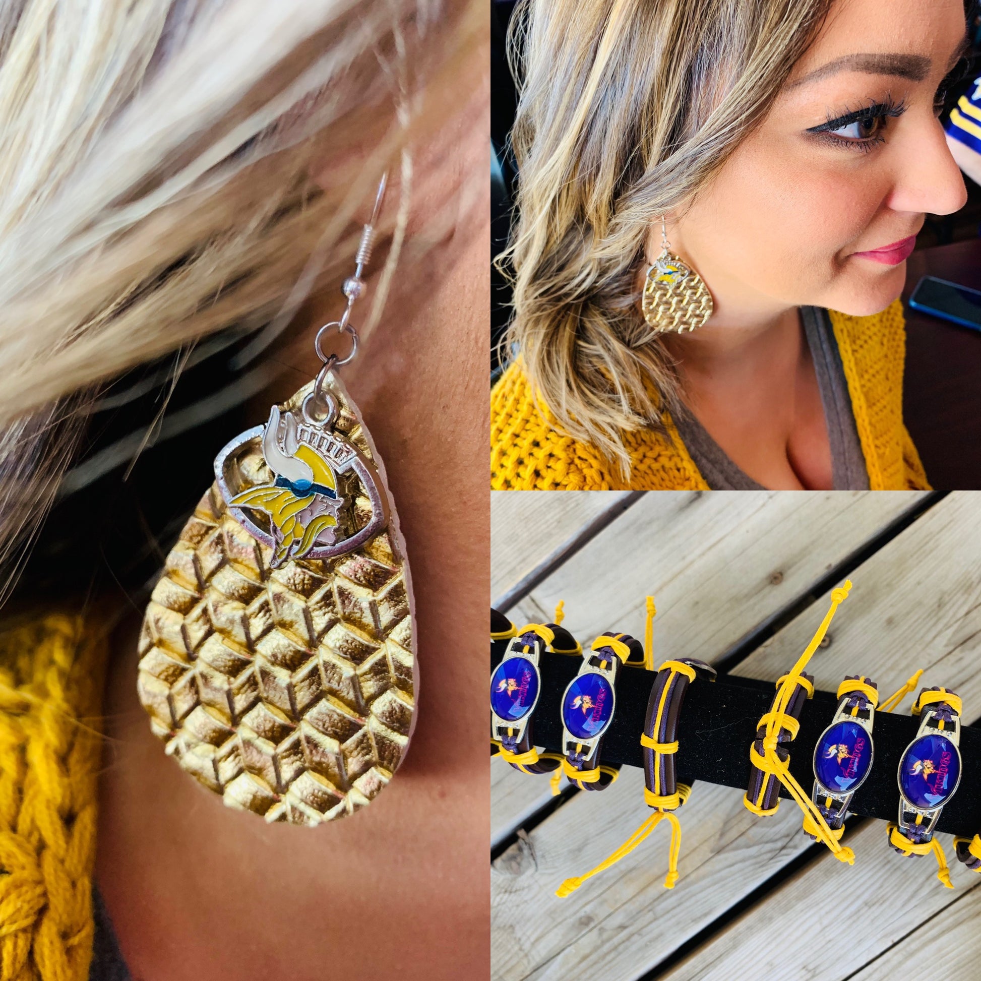 Earrings { Minnesota } Vikings • Skol • Mn • Gold • Purple - Stacy's Pink Martini Boutique