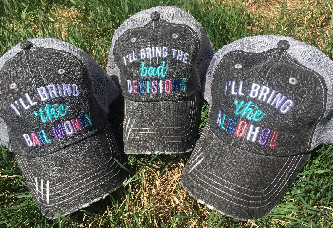Dance hats and jewelry | Dance mom | Personalize | Embroidered distressed trucker caps - Stacy's Pink Martini Boutique