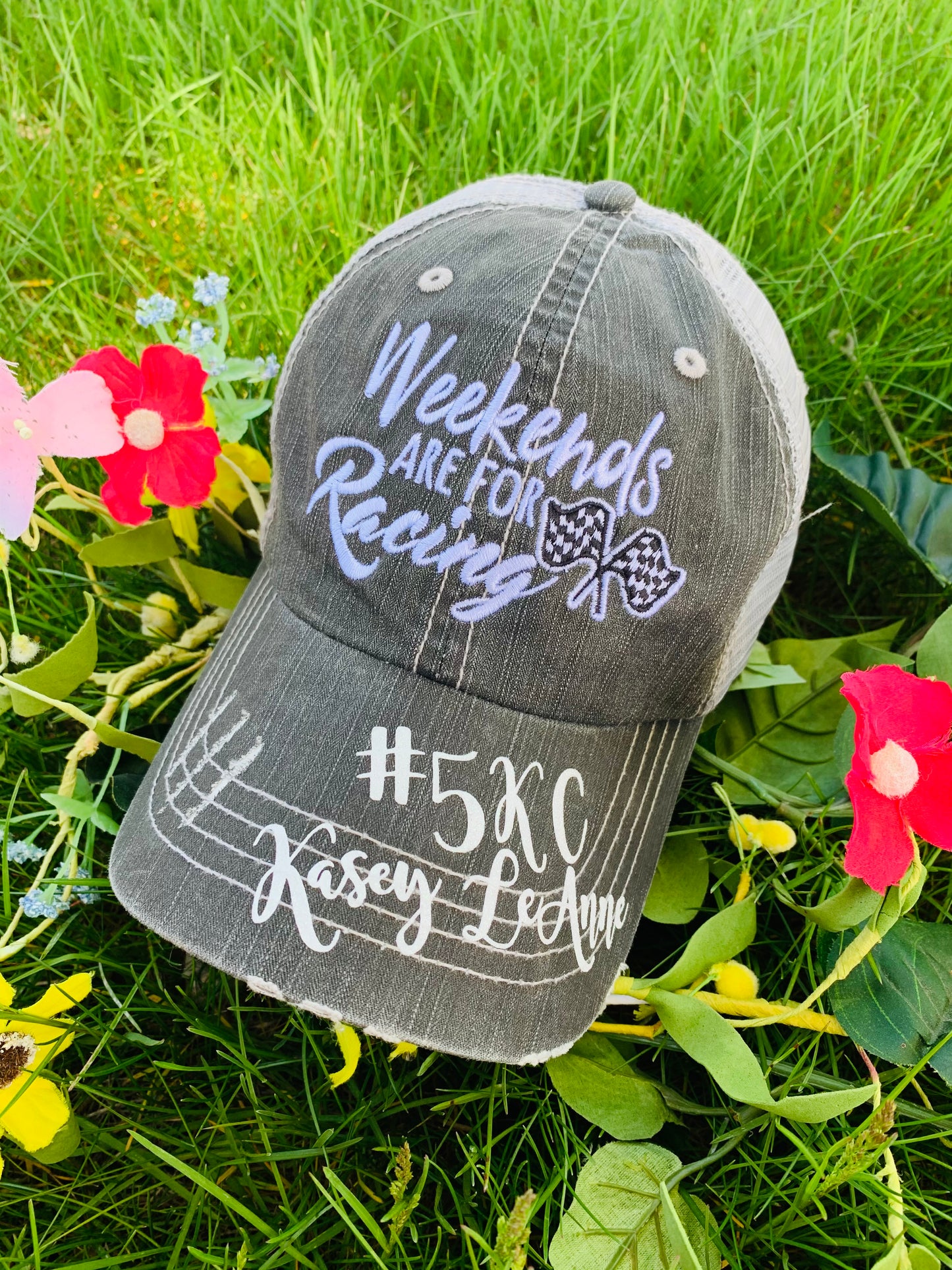 Personalized Racing hats Weekends are for racing Race hair dont care Raceday is the best day - Stacy's Pink Martini Boutique