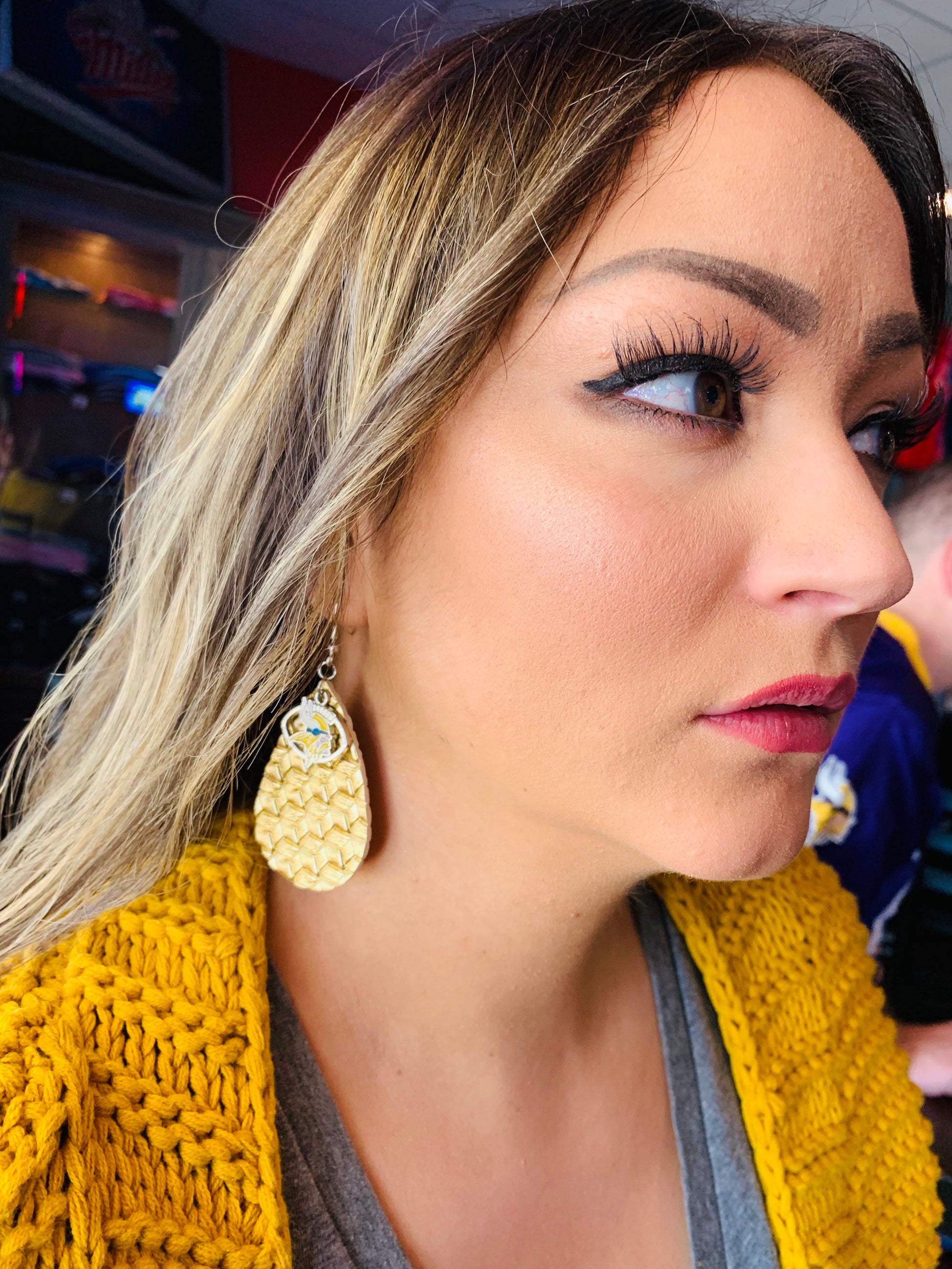 Earrings { Minnesota } Vikings • Skol • Mn • Gold • Purple - Stacy's Pink Martini Boutique