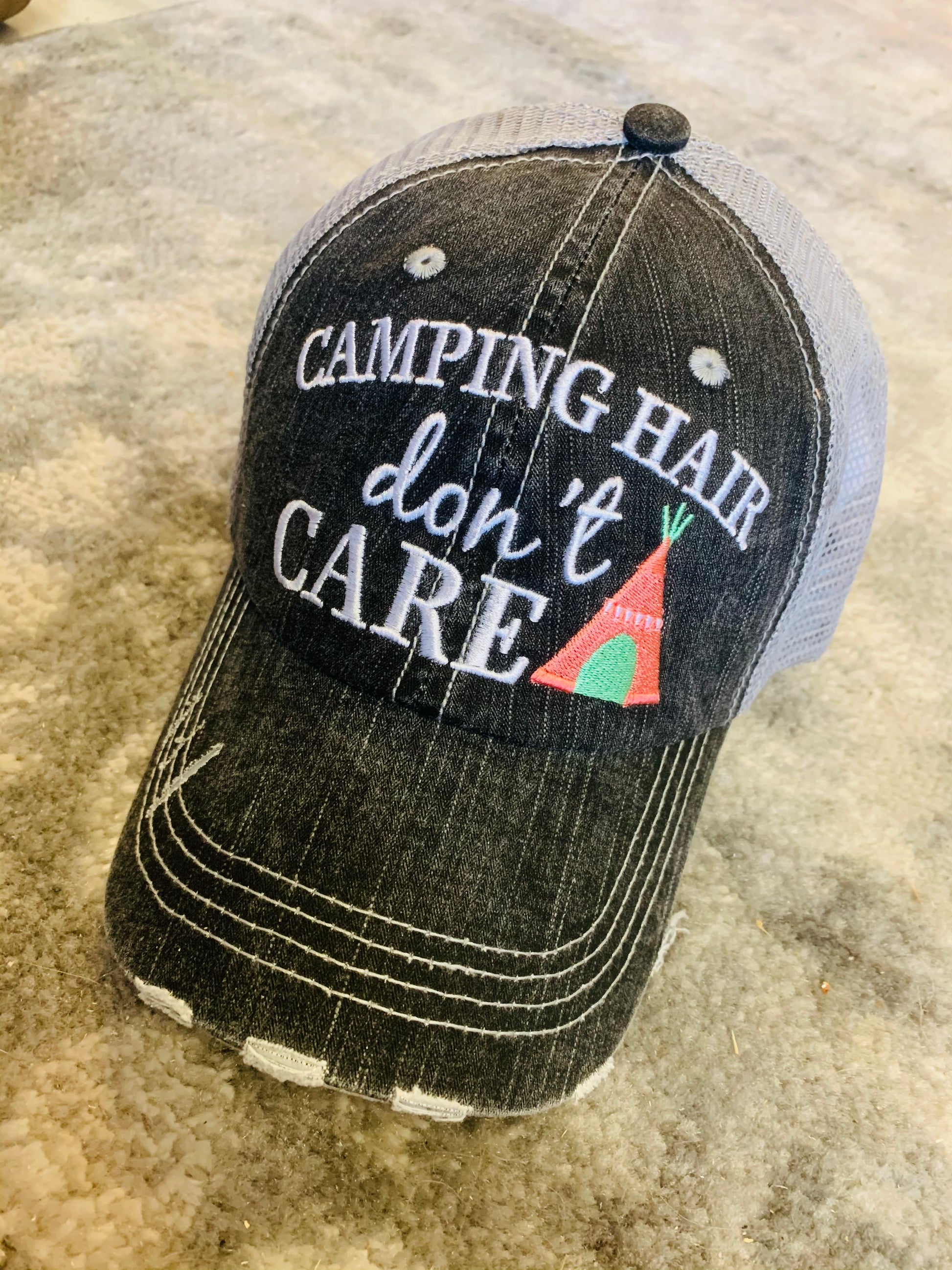 Lacrosse hats Lacrosse mom Lacrosse hair dont care Embroidered womens trucker caps - Stacy's Pink Martini Boutique