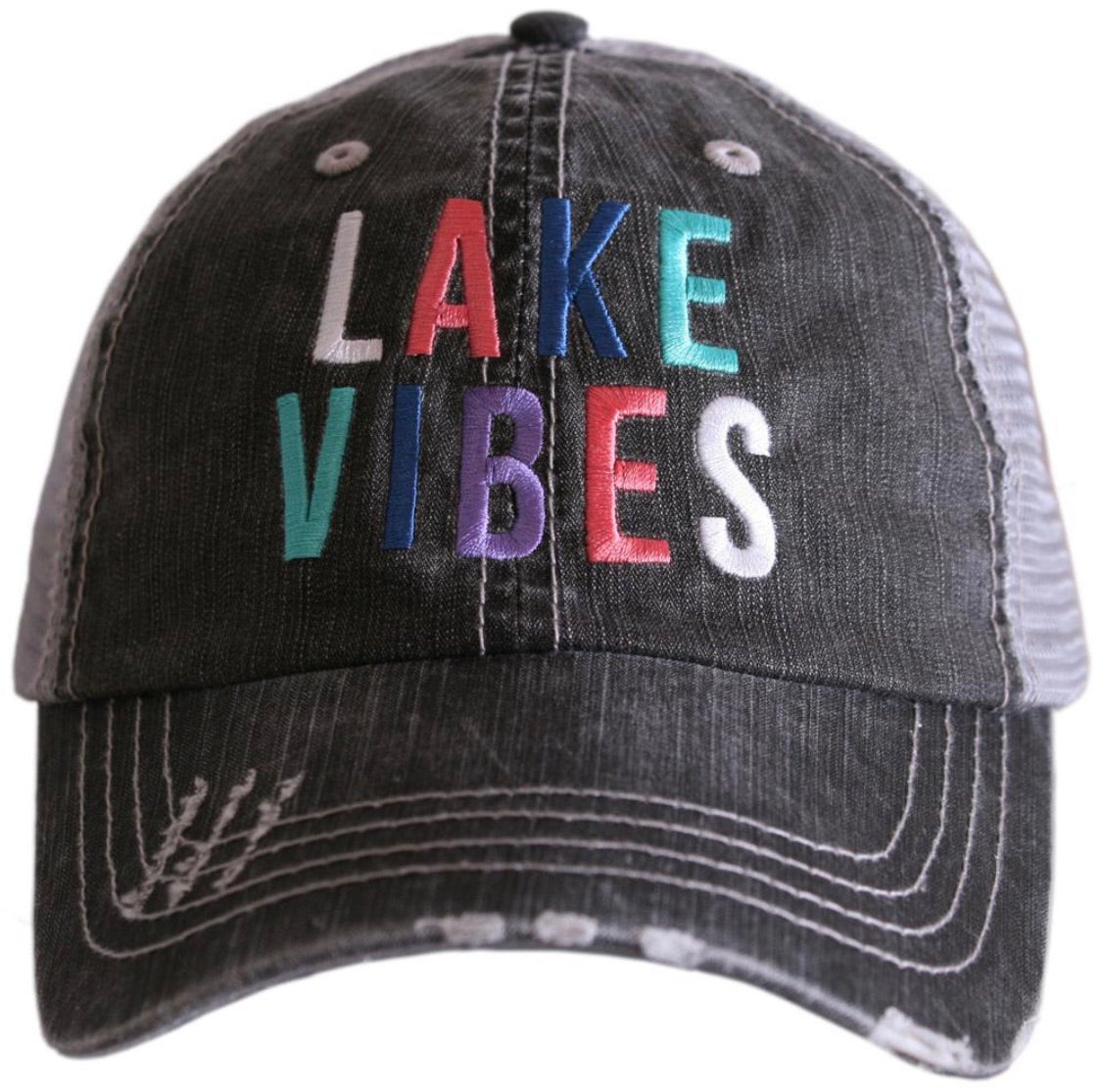 Lake hats! Lake hair dont care | Gray trucker cap-teal, pink, purple anchor | Unisex-Womens-Men-Kids - Stacy's Pink Martini Boutique