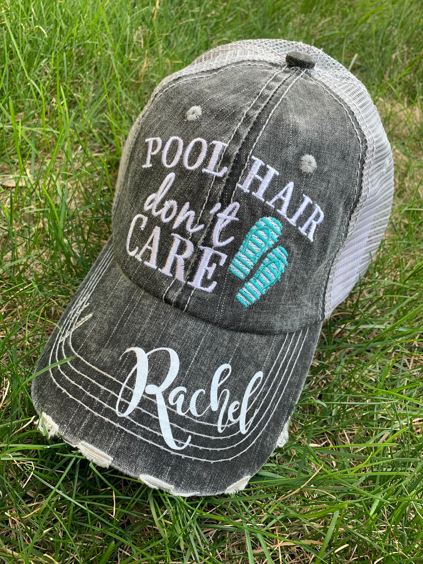 Motorcycle hats Biker hair dont care Embroidered trucker caps - Stacy's Pink Martini Boutique