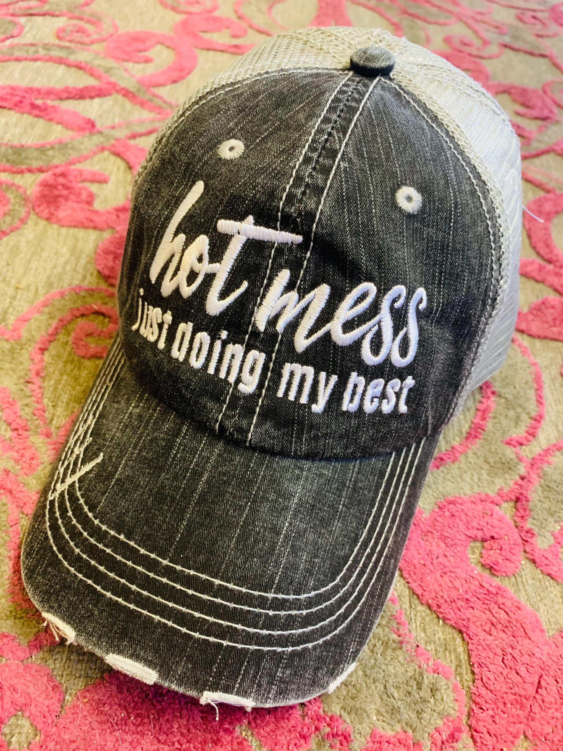 Lacrosse hats Lacrosse mom Lacrosse hair dont care Embroidered womens trucker caps - Stacy's Pink Martini Boutique