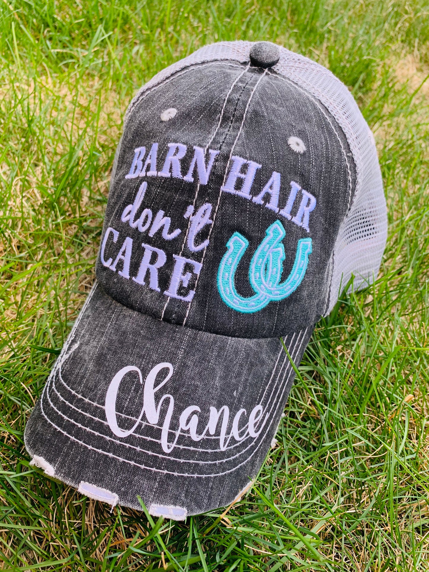 Motorcycle hats Biker hair dont care Embroidered trucker caps - Stacy's Pink Martini Boutique