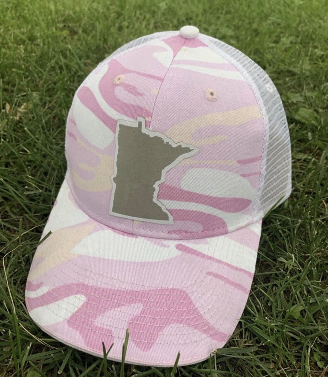 Hat { Minnesota } Pink and white camouflage • State of Mn • Womens trucker cap • Adjustable snapback • Mesh breathable back • Sota • $10 hat! • Only 6 left!! - Stacy's Pink Martini Boutique